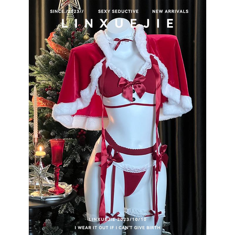 Sister Lin~ Charming and Sexy Three-Point Bikini Outfit for Women, New Winter Christmas Style, Couple's Romantic Date Uniform Sister Lin~ Charming and Sexy Three-Point Bikini Outfit for Women, New Winter Christmas Style, Couple's Romantic Date Uniform
