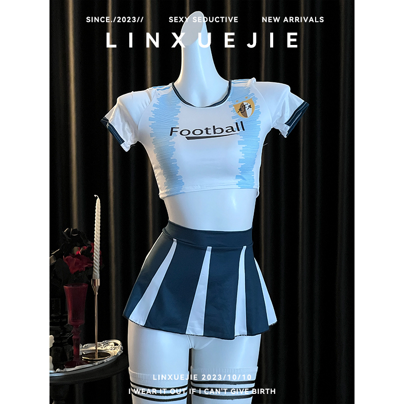 Sister Lin~2026 New Sexy Cheerleader Football Girl Short T-Shirt Slimming Jk Short Skirt Pure Desire Temptation Uniform