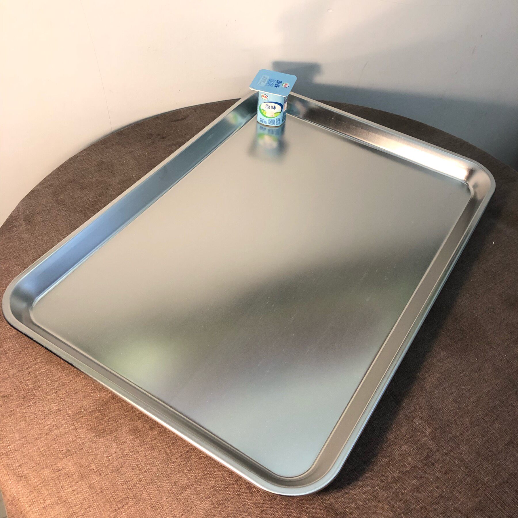 High-quality thickened stainless steel full flat bottom shallow square plate frosted baking non-stick biscuit baking tray large 58cm shallow baking tray