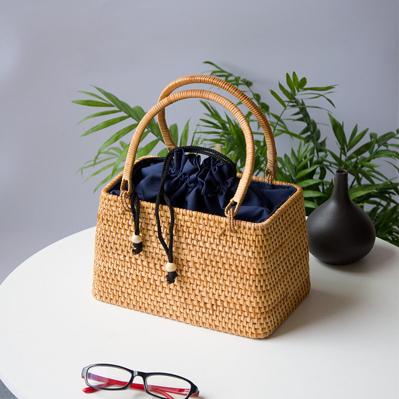 Rattan Handbag 2023 New Style Vietnamese Hand-Woven Bag Fashionable Literary Versatile Retro High-End Women's Bag