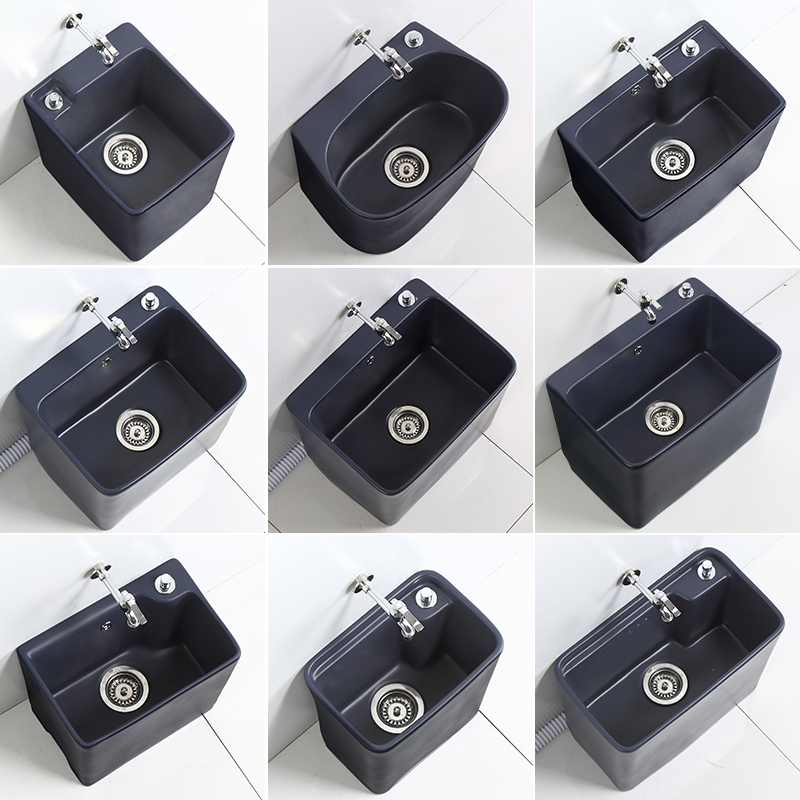 Color ceramic mop pool Nordic matte Home Balcony Large Size Small Horn Wash mop tub Makeup Room Mound Pool Groove