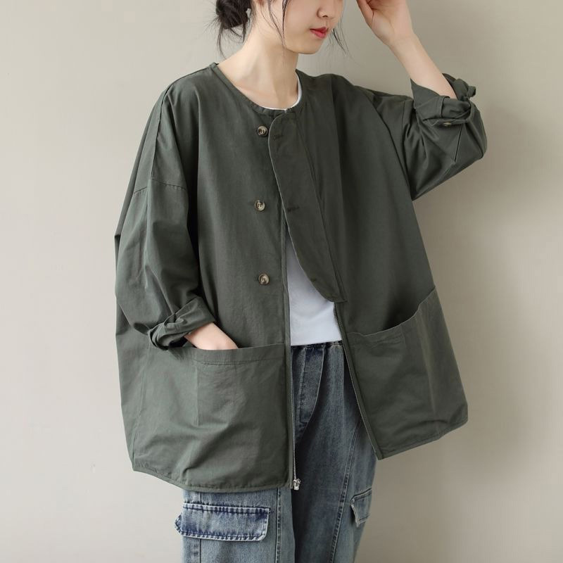 Clearance Brand Hot Item Outlet Surplus Women's Solid Color Versatile Workwear Long-Sleeve Jacket Loose Plus-Size Cardigan Top for Autumn