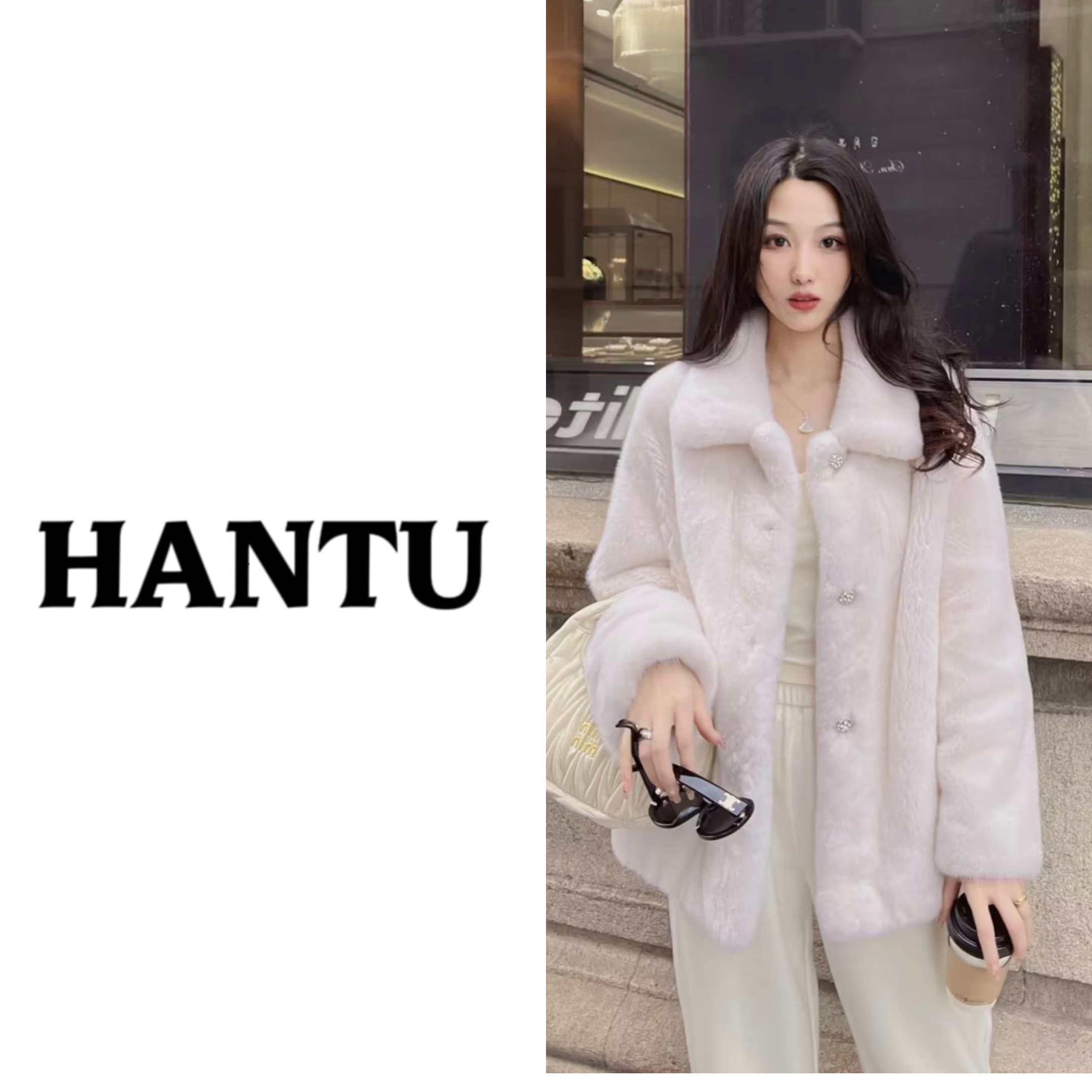 (HANTU) 2023 Imported Purple Gold Short Two Days Goose Down Ferret Fashion Alice Temperament Woman ST187-Taobao