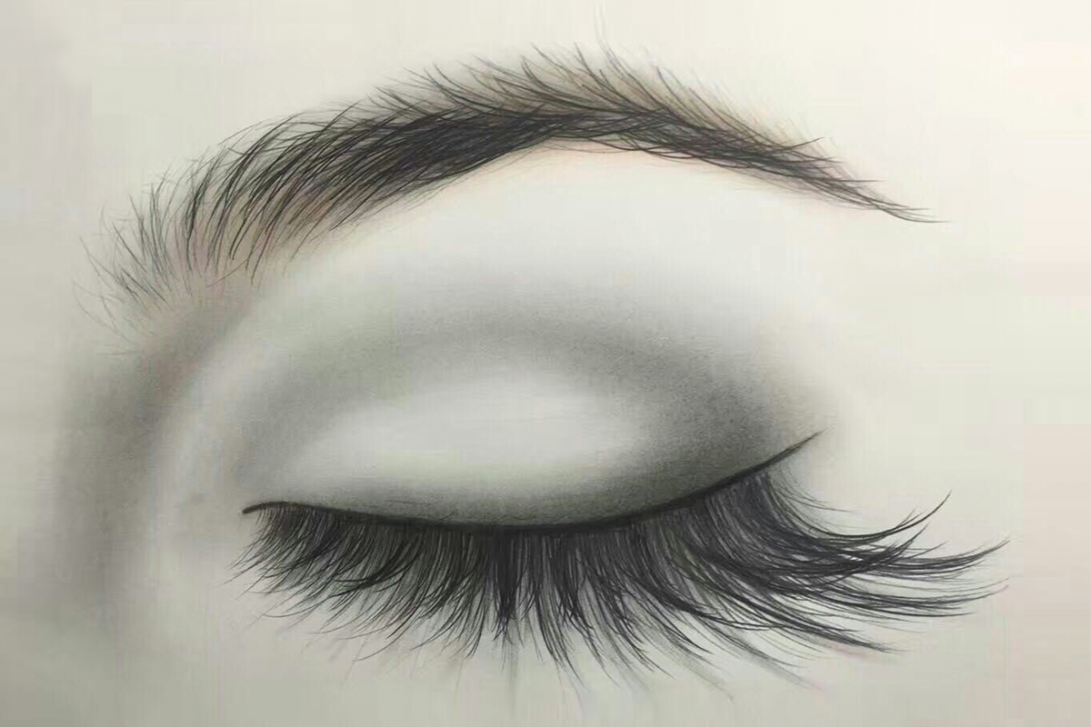 素描眉眼唇装饰画手绘水彩化妆培训班挂画