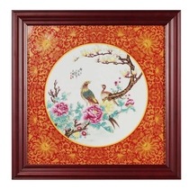 Four Seasons Flowers alum red gold painted enamel porcelain plate painting Wang Guoxi master works collection decorative painting