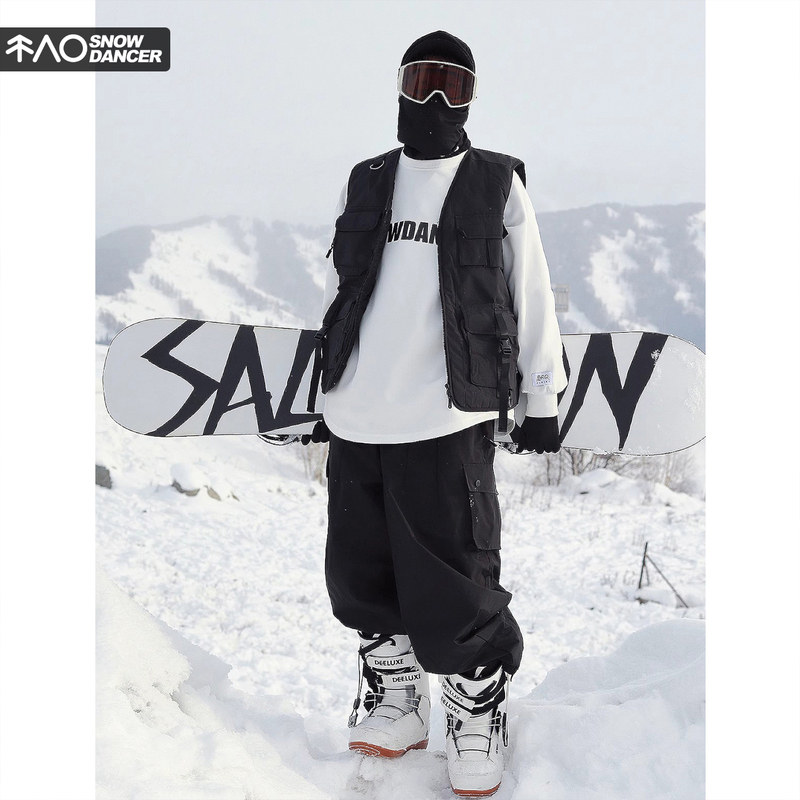 Snowboard and Ski Vest, Warm and Suitable for Both Men and Women, Outdoor Sports Workwear, Loose-Fitting Vest with Cotton Padding