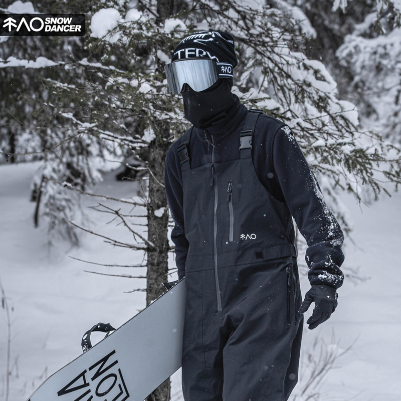 Snowproof Fully Taped Black Snowboard Bib Pants 3L Waterproof Fleece-Lined Breathable Ski Bib Pants with Toilet System Snowproof Fully Taped Black Snowboard Bib Pants 3L Waterproof Fleece-Lined Breathable Ski Bib Pants with Toilet System