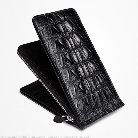 Crocodile leather card bag men's multi-card long wallet zipper business leather multi-function wallet men's bag