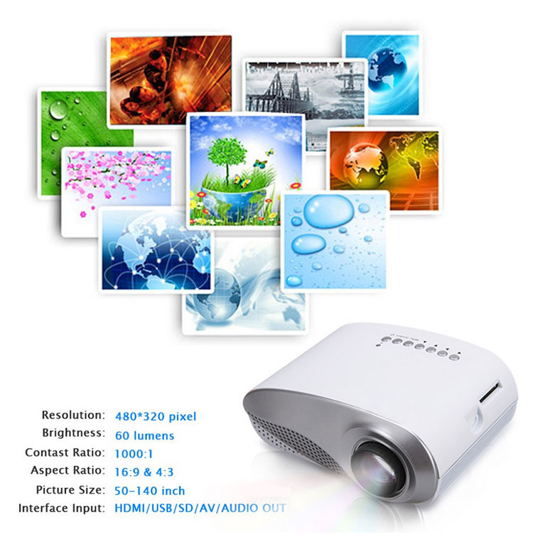 Máy chiếu Ruige RD-802 điện thoại di động không dây wifi với màn hình máy chiếu gia đình 3D HD