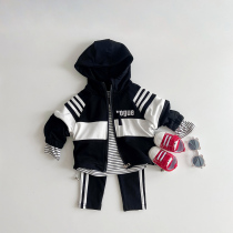 ins22 Fall Han Edition Baby Young Children Casual Zipper Sweater Pants Boys and Women Baby Kits
