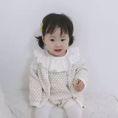 ins explosive 2021 baby dress 0-2 year old female baby set cardigan jacket baby ha clothes two-piece set