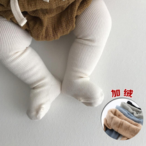 ins2022 autumn winter style infant plus suede thickened beating underpants 0-3-year-old childrens baby 100 hitch warm and pantyhose