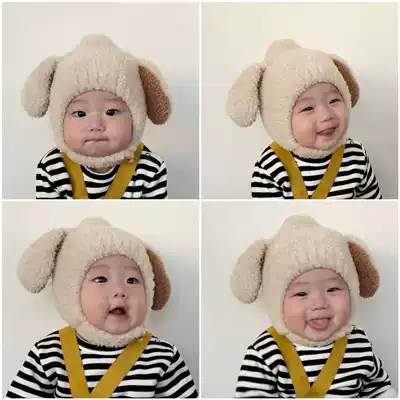 ins2021 winter baby ear cap baby rabbit ear hat cute Korean 0-3 years old boy and girl wool hat