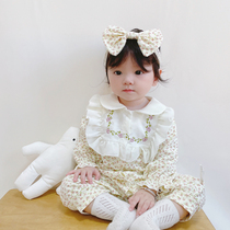 ins22 new Han - Edition baby gas - crushed flowers long sleeved clothes girls baby packed and clothes clothes and hair belts