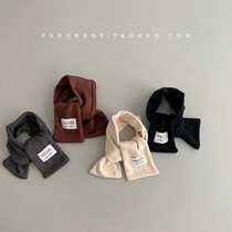 Autumn and winter Korean style simple western-style cloth label childrens scarf childrens clothing mens and womens baby solid color knitted warm versatile scarf