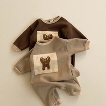 Han edition in spring and autumn baby cute big bear long sleeve jacket men and women baby leisure clothes crawling clothes