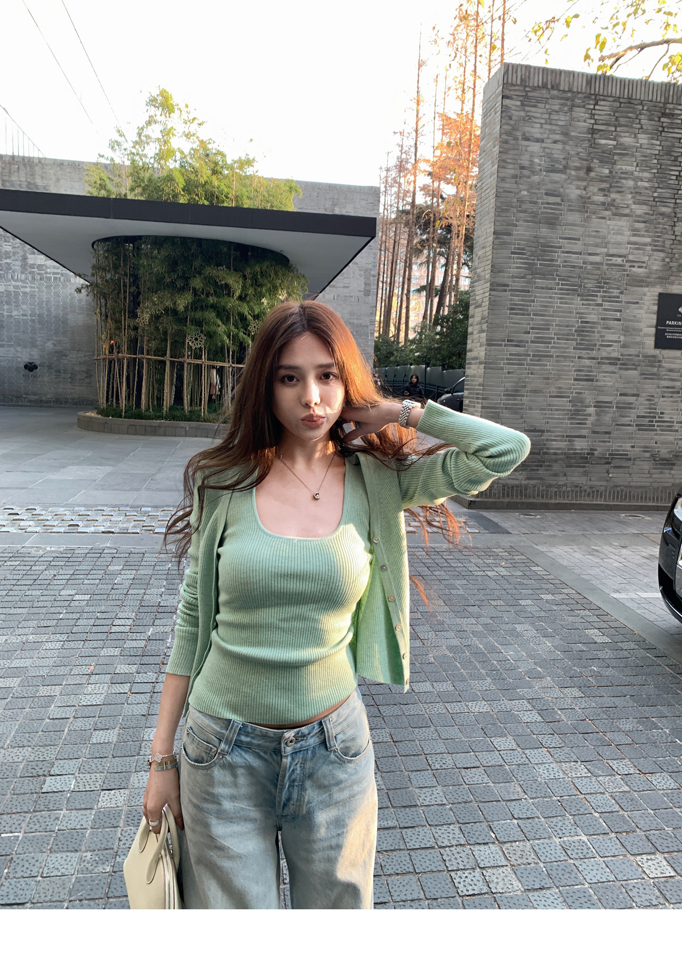 소녀 센스 양모 니트 오픈 가디건 여성 봄 디스플레이 화이트 투피스 조끼 상세 이미지 93