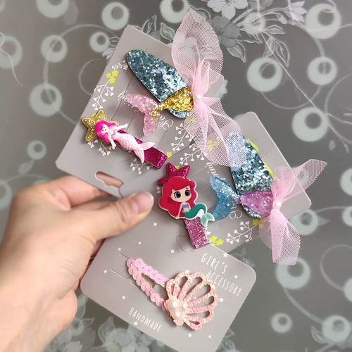 Детский аксессуар для волос, ювелирное украшение, мультяшная блестящая заколка для волос для принцессы, брендовые детские шпильки для волос