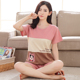 Summer pajama người lớn symmy bộ áo tay ngắn dễ thương cơ thể ngắn sinh viên đại học 3 cơ sở phát điện trung học mới.