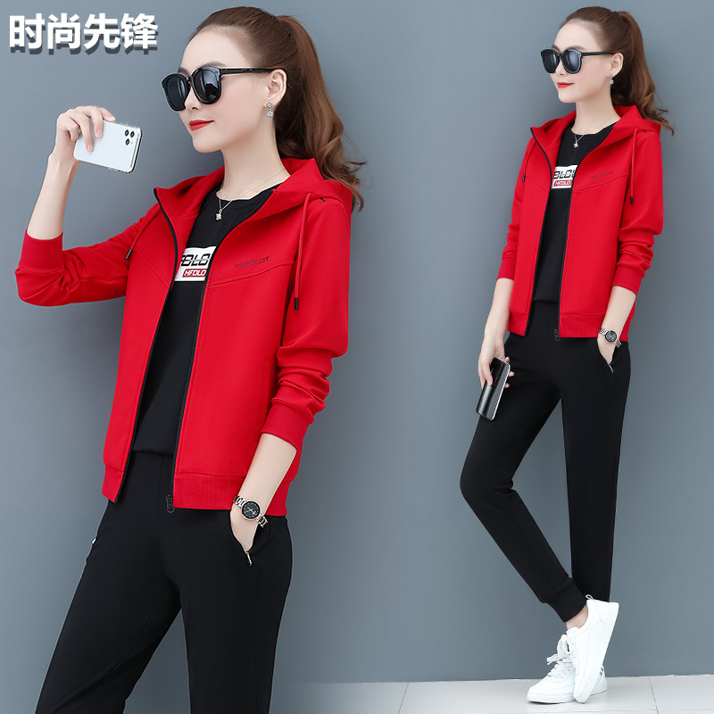361 Sports Suit Women's Spring and Autumn 2022 New Jordano Slender Casual Wear Running Hooded Sweater Three-piece Set