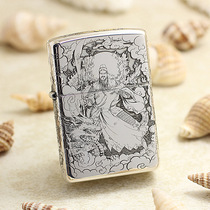 zippo lighter No. 15 sterling silver carving Guan Gong Guan Yu Guan Yunchang