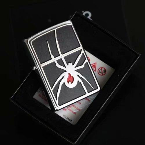 American Original ZIPPO Lighter Classic with Badge Machine Flame Spider 21023