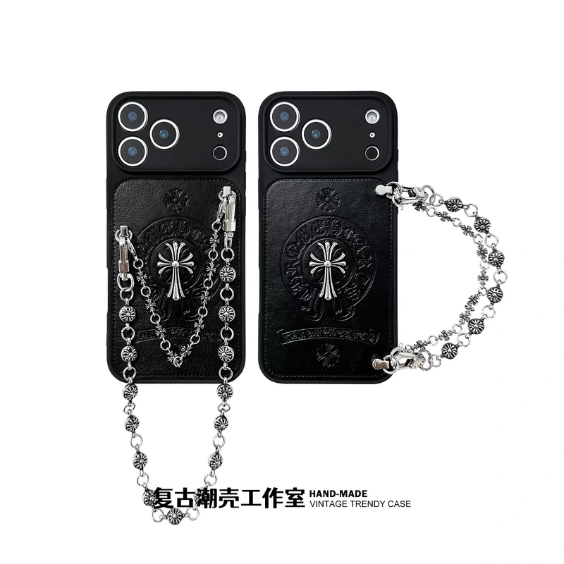 Trendy Brand Chrome Hearts Cross-Shaped Backpack-Style Metal Crossbody Chain Wrist Strap Phone Case Suitable for 17Promax/16Pro/15Promax Personalized Leather Full-Cover Soft Case Huawei/Samsung Trendy Brand Chrome Hearts Cross-Shaped Backpack-Style Metal Crossbody Chain Wrist Strap Phone Case Suitable for 17Promax/16Pro/15Promax Personalized Leather Full-Cover Soft Case Huawei/Samsung