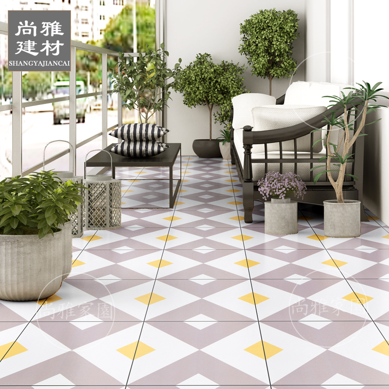 American simple balcony floor tile antique tile kitchen cosmetic room with 300 300 Nordic style retro tiles