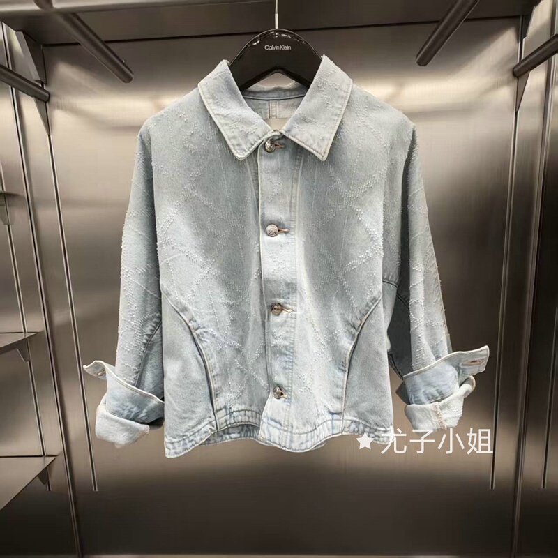 Ck Jeans 26 Spring and Summer New Style Women's Fashionable Casual Loose Washed Denim Jacket 47F496G