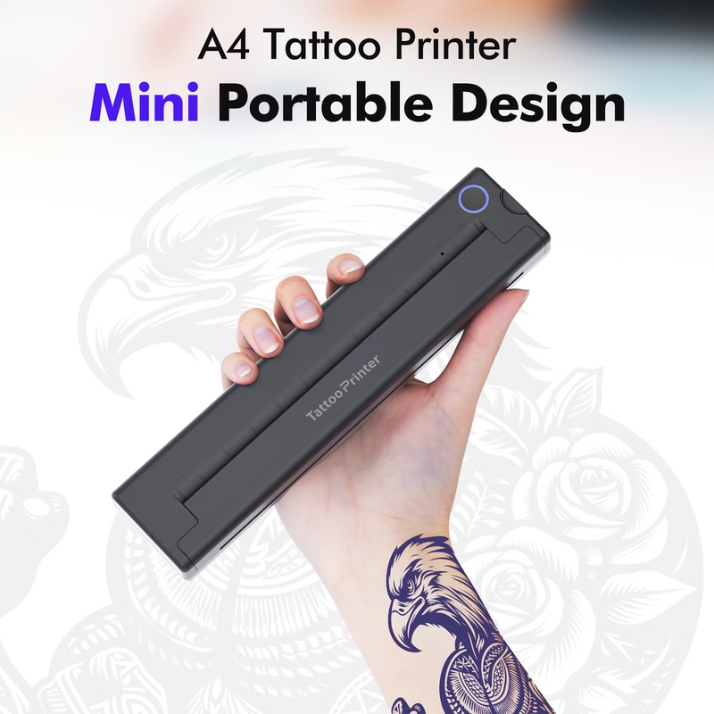 Wireless Bluetooth Portable Tattoo Transfer Machine Thermal Tattoo Printer with Clear Tattoo Transfer