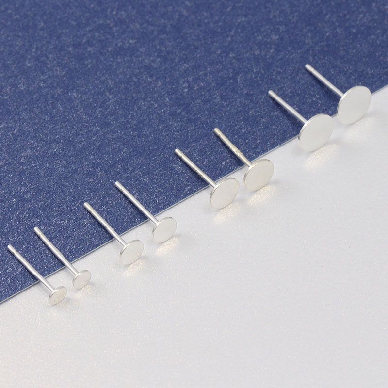 Flat flat earpins 925 sterling silver earpins flat bottom support handmade DIY adhesive pearl flat earpins flat flat earpins earpins