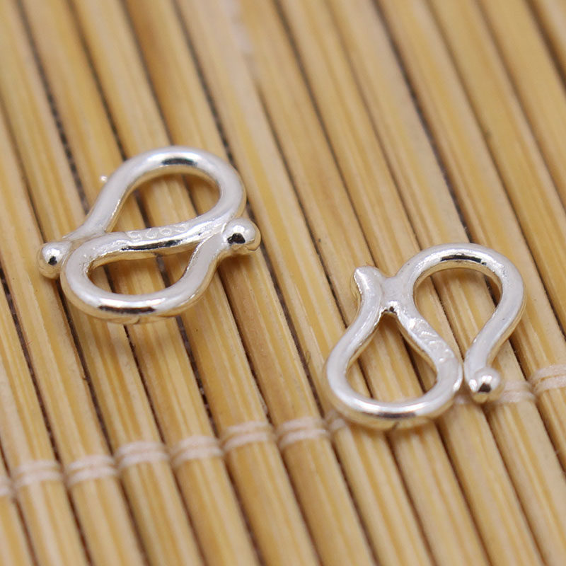 Handmade strap head 925 silver buckle diy accessories pure silver necklace connecting buckle Sub-ring S buckle hand string necklace rope buckle