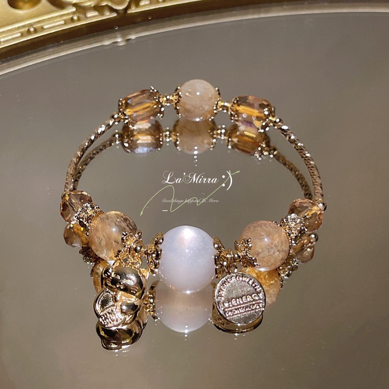 Prosperity and Wealth Golden Rutilated Quartz Bracelet Natural Citrine Lucky Cat Bracelet Career Bracelet for Attracting Wealth and Fortune White Moonstone Prosperity and Wealth Golden Rutilated Quartz Bracelet Natural Citrine Lucky Cat Bracelet Career Bracelet for Attracting Wealth and Fortune White Moonstone