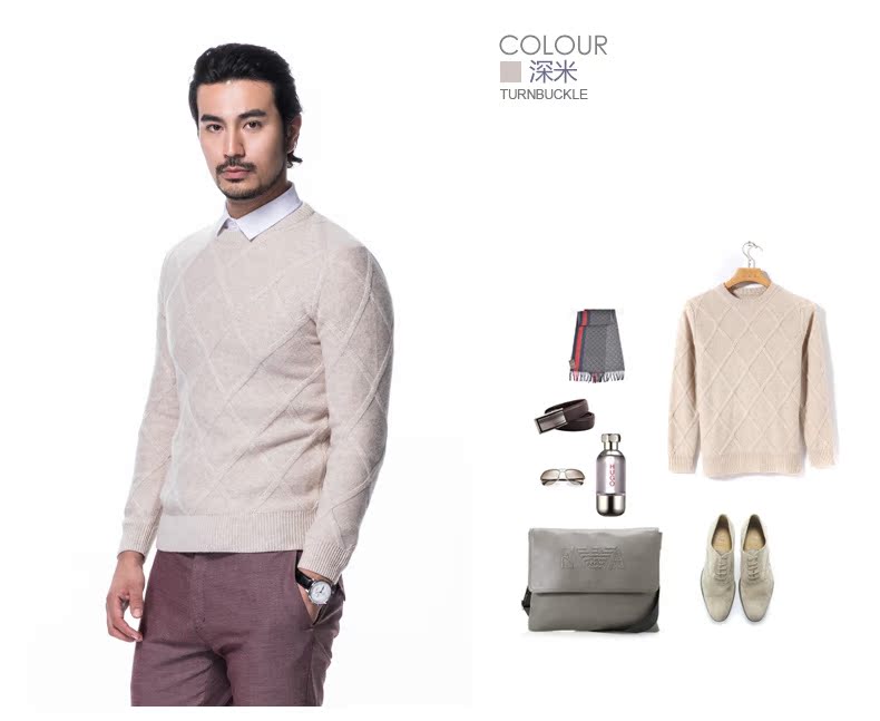 Ossie nam mùa thu đông kinh doanh màu rắn trùm đầu chạm đáy áo len dày cashmere áo len nam tinh khiết cashmere áo len nam thời trang