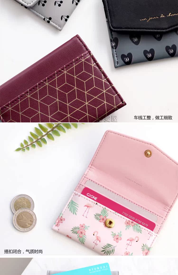 Iconic Hàn Quốc nhỏ tươi khí khóa thẻ chủ thẻ 4 vị trí cầm tay xách tay giả da siêu mỏng thẻ túi ví ví nam lv