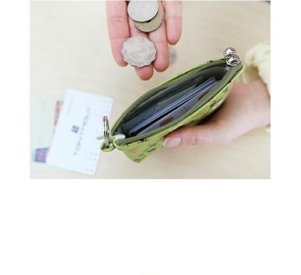 Authentic Hàn Quốc chàm gió nông thôn dễ thương da ví nhỏ gói thẻ lưu trữ mini với vòng chìa khóa ví móc khóa silicon