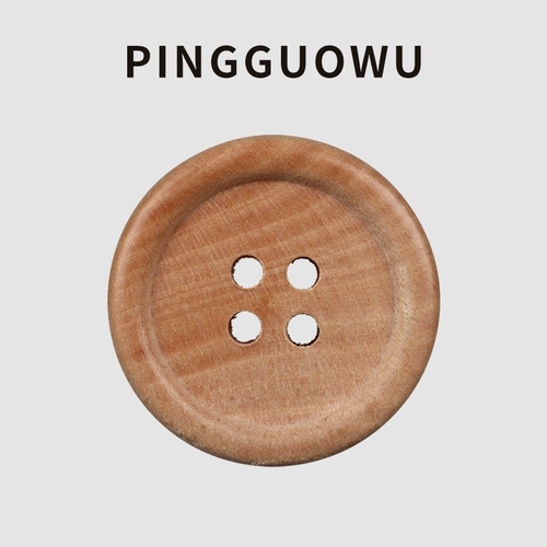 Pingguowu ручной работы ручной работы DIY Деревянная пряжка Круглый натуральный сырой древесный тонкий край четыре кнопки высокого высокого уровня