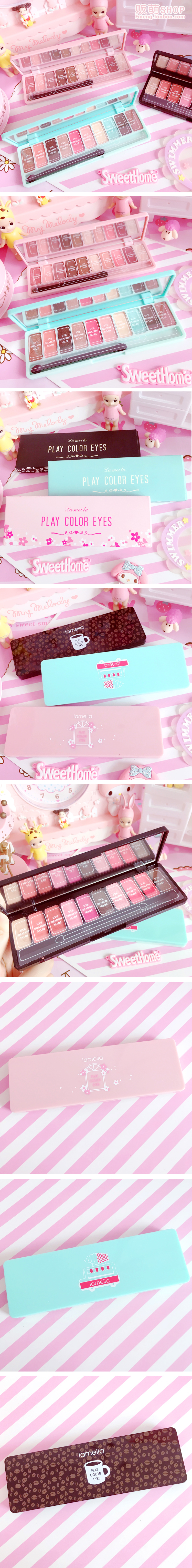 Cô gái Trái Tim Trang Điểm ~ Macarons Mười Màu Cherry Eye Shadows Mềm Cô Gái Bóng Mắt Đặt Trang Điểm Pan 18 bảng màu mắt tutu