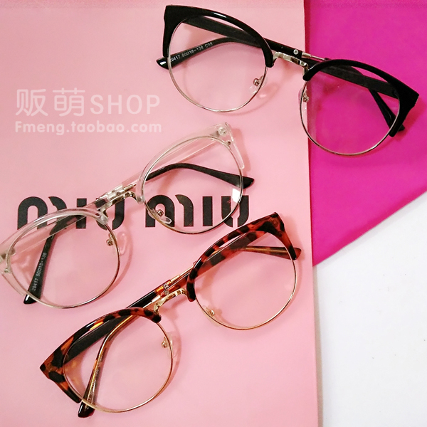 Quạt nghệ thuật nhỏ Nhật Bản! Em gái mềm mại retro gió đại học nửa khung kính mắt kính gentle monster