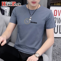 Modal summer mens short sleeve t-shirt round neck trend summer clothes Black Ice Silk half sleeve mens body shirt