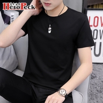Cotton mens short sleeve T-shirt summer clothes mens clothing trend half sleeve Tide brand Korean black shirt summer