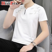 Short sleeve mens 2020 new summer trend handsome T-shirt fashion cotton coat mens body shirt