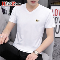 Modale Ice Silk Light Cotton Summer Men Short Sleeve T-Shirt Half Sleeve Tide Cards Clothes Trend V Collar Speed Dry Undershirt