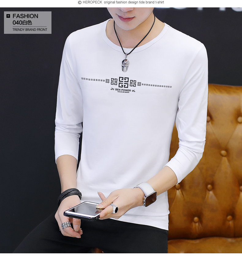 Mùa xuân nam dài tay t-shirt áo khoác mùa thu quần áo đáy áo sơ mi quần áo phần mỏng vòng cổ bông mùa xuân và mùa thu mô hình thủy triều ...