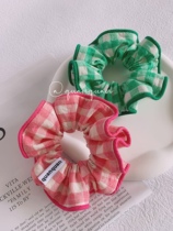 Homemade color-blocked plaid cute popular large intestine hair ring ins style hair rope hair accessory