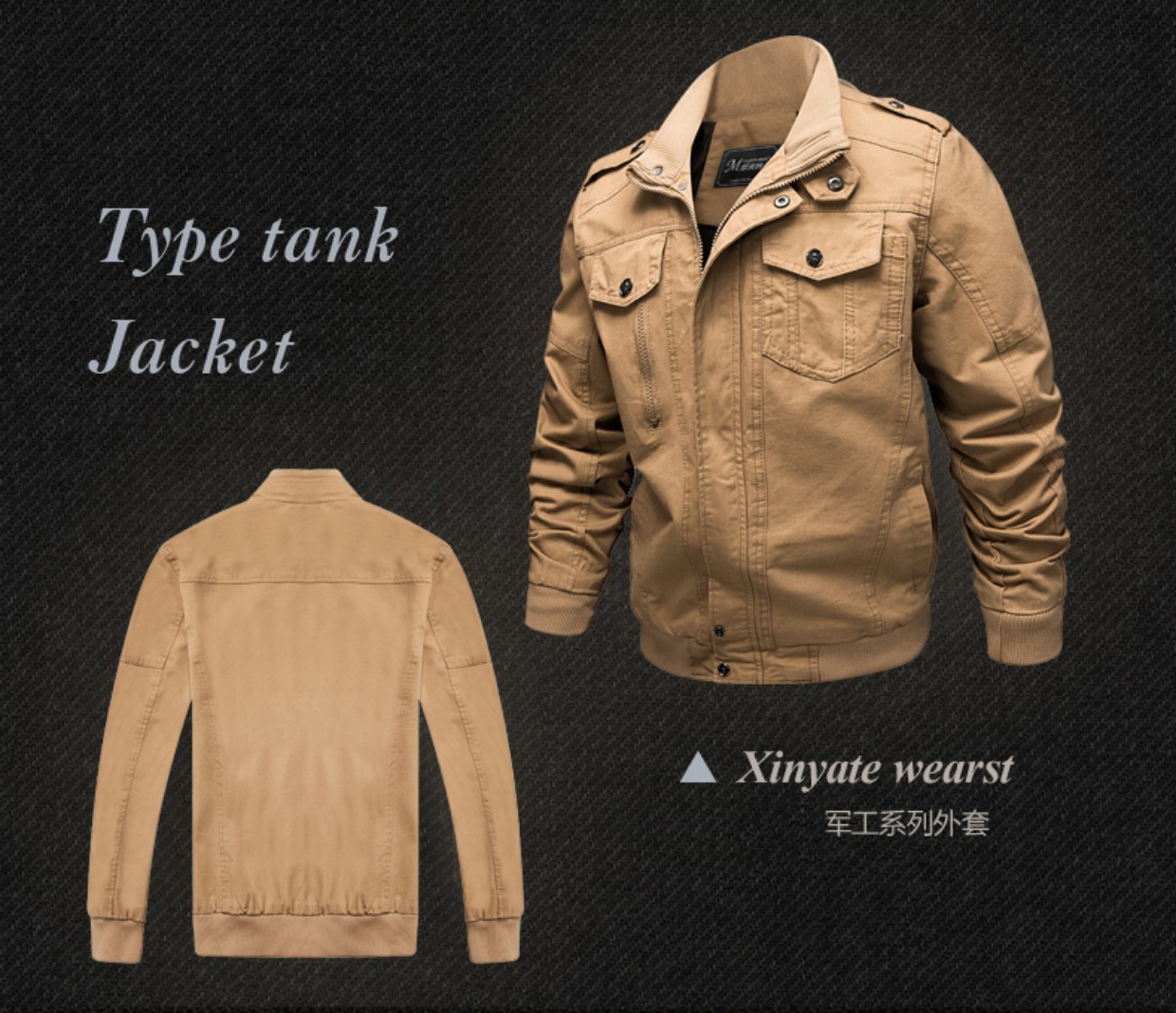 Áo khoác nam dụng cụ mùa thu đông áo jacket nam