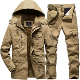 Демисезонный дорожный пуховик, утепленный комбинезон, длинный хлопковый комплект, средней длины