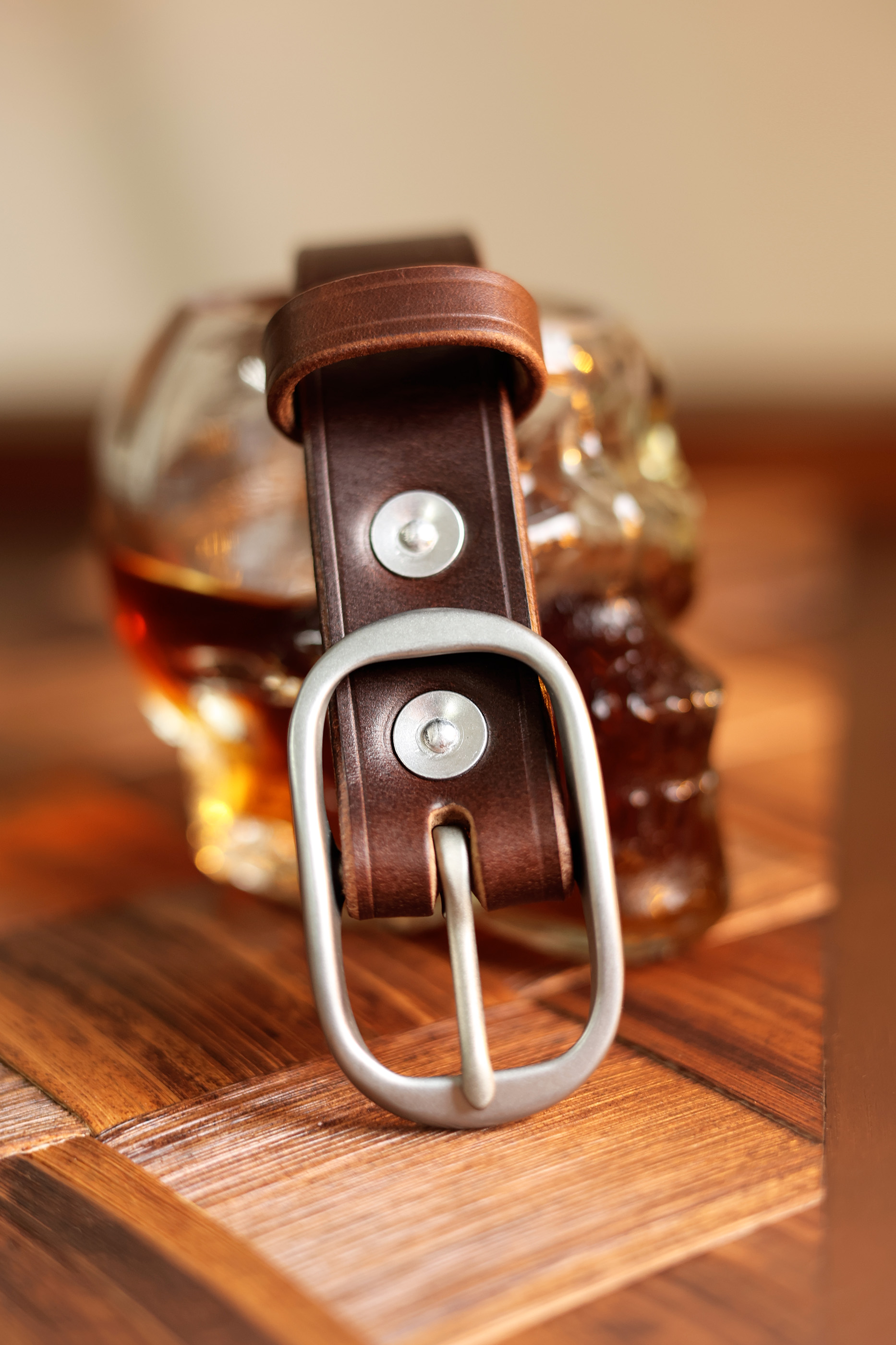 American Horween tea Wax waxed top layer cowhide narrow unisex belt - Belts - Genuine Leather Multicolor