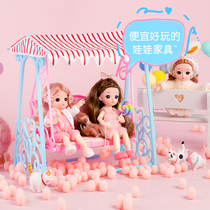 Fairy hey Barbie dream castle high quality furniture accessories girls toys play house swing shopping cart
