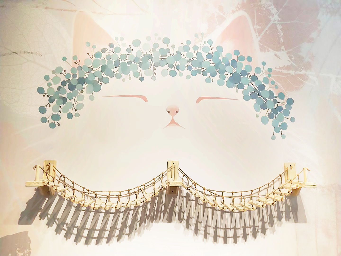 Customized cat suspension bridge rope ladder hemp rope soft ladder wooden bridge solid wood wooden wall cat climbing frame yuan original pet furniture